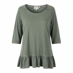 Dantelle Sage Green Tunic with Ruffle Hem - Size Small